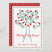Cartes Pour Fêtes Annuelles Joyeux Arbre De Noël Rouge Et Blanc (Devant / Derrière)