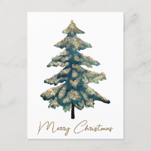 Cartes Pour Fêtes Annuelles Joyeux arbre de Noël vert doré