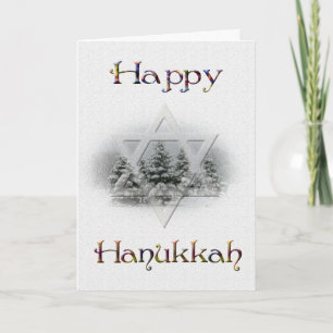 Cartes Pour Fêtes Annuelles Joyeux arbres couverts de neige Hanoukka