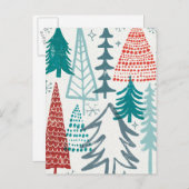 Cartes Pour Fêtes Annuelles Joyeux Arbres de Noël (Devant / Derrière)