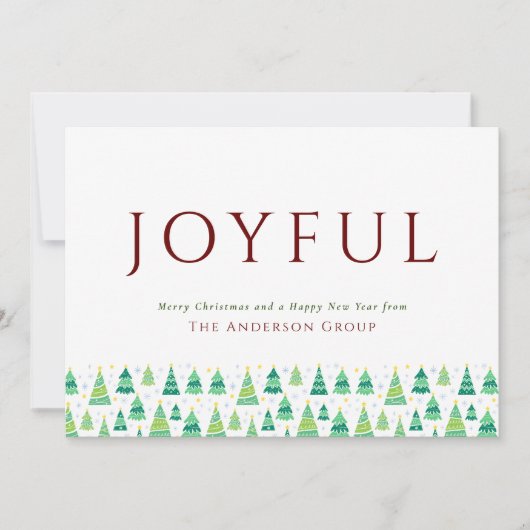 Cartes Pour Fêtes Annuelles Joyeux arbres de Noël Logo d'entreprise (Devant)