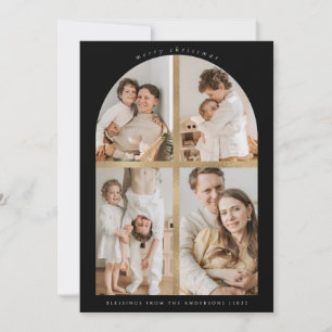 Cartes Pour Fêtes Annuelles Joyeux Arc de Noël Croix Faux Gold Foil 4 Photos