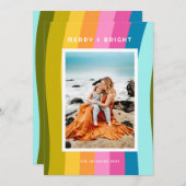 Cartes Pour Fêtes Annuelles Joyeux arc-en-ciel moderne et vertical lumineux (Devant / Derrière)