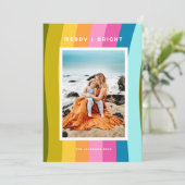 Cartes Pour Fêtes Annuelles Joyeux arc-en-ciel moderne et vertical lumineux (Debout devant)