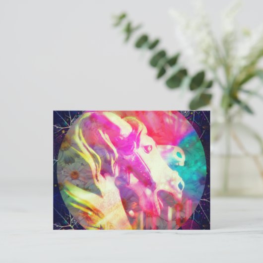 Cartes Pour Fêtes Annuelles Joyeux Art numérique Cheval rond (Debout devant)