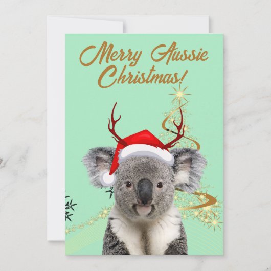 Cartes Pour Fêtes Annuelles Joyeux Aussie Noël Koala ours (Devant)