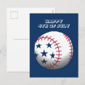 Cartes Pour Fêtes Annuelles Joyeux baseball 4 juillet (Devant / Derrière)