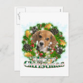 Cartes Pour Fêtes Annuelles Joyeux Beagle de Noël (Devant / Derrière)