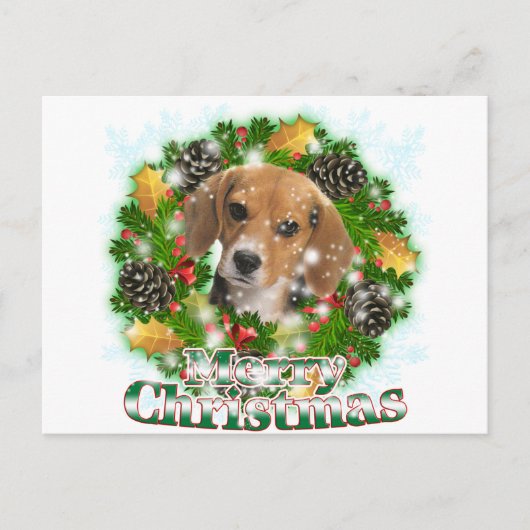 Cartes Pour Fêtes Annuelles Joyeux Beagle de Noël (Devant)
