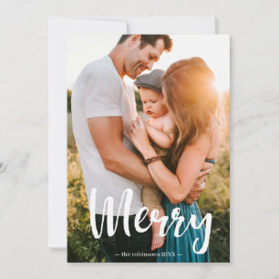 Cartes Pour Fêtes Annuelles Joyeux blanc Script superposition photo Collage fa