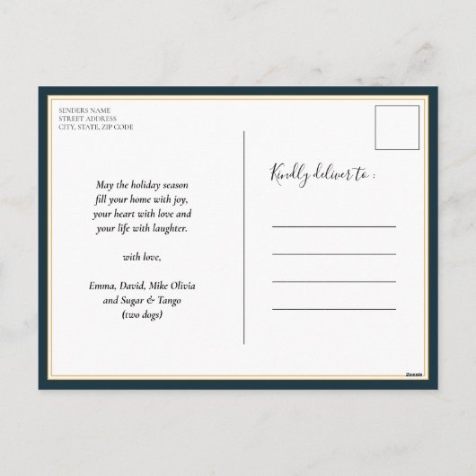 Cartes Pour Fêtes Annuelles Joyeux bleu clair Calligraphie moderne Photo (Dos)