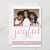 Cartes Pour Fêtes Annuelles Joyeux Blush Pink Script moderne Photo de Noël (Devant)