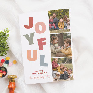 Cartes Pour Fêtes Annuelles Joyeux Boho Bold Multi 3 Photo Booth Noël