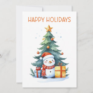 Cartes Pour Fêtes Annuelles Joyeux bonhomme de neige avec sapin de Noël