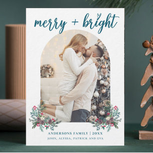 Cartes Pour Fêtes Annuelles Joyeux Bright Arch photo de Noël botanique