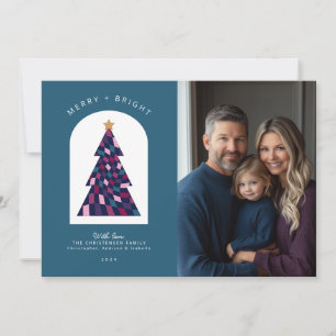 Cartes Pour Fêtes Annuelles Joyeux Bright Coloré Gras Arbre de Noël Photo