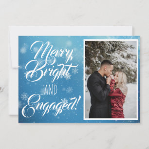 Cartes Pour Fêtes Annuelles Joyeux Bright Engagé Blue Snowflake Bokeh Photo