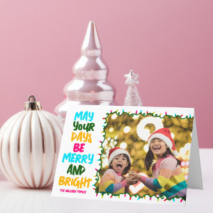 Cartes Pour Fêtes Annuelles Joyeux Bright Joyeux Feux de Noël Enfants Photo