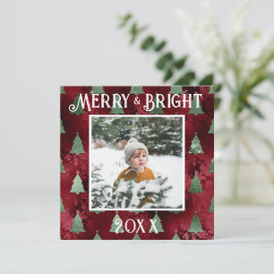 Cartes Pour Fêtes Annuelles Joyeux & Bright Photo Parties scintillant métalliq