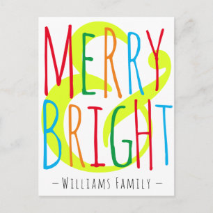 Cartes Pour Fêtes Annuelles Joyeux & Bright Red Green Blue Typographie Nom