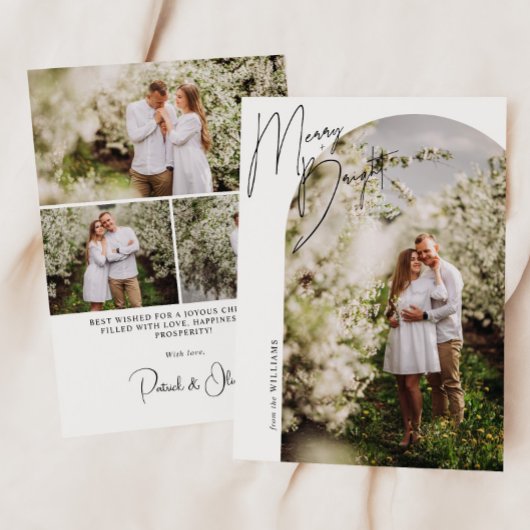 Cartes Pour Fêtes Annuelles Joyeux + Bright Script Arche Photo