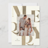 Cartes Pour Fêtes Annuelles Joyeux Bronze clair/Or 2 Photo Noël (Devant)