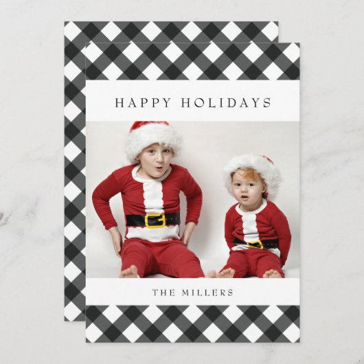 Cartes Pour Fêtes Annuelles Joyeux Buffalo Plaid Card pour Noël (Devant / Derrière)