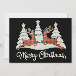 Cartes Pour Fêtes Annuelles Joyeux Buffalo Plaid Reindeer Xmas Tree
