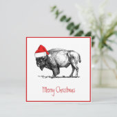 Cartes Pour Fêtes Annuelles Joyeux buffle de Noël (Debout devant)