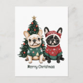 Cartes Pour Fêtes Annuelles Joyeux Buldogs français de Noël (Devant)