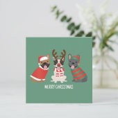 Cartes Pour Fêtes Annuelles Joyeux Buldogs français de Noël (Debout devant)