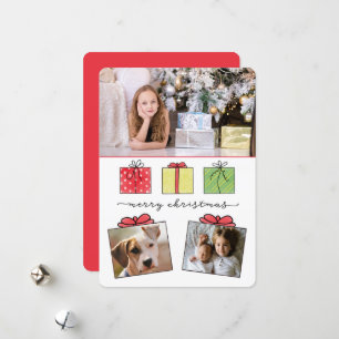 Cartes Pour Fêtes Annuelles Joyeux cadeaux de Noël 3 photos Vacances