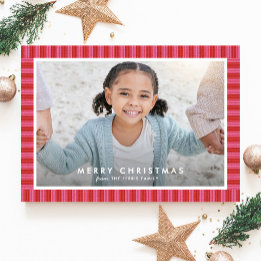 Cartes Pour Fêtes Annuelles Joyeux cadre rose rayé rose rouge
