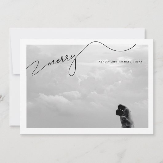 Cartes Pour Fêtes Annuelles Joyeux calligraphie Nom du script Photo Noël (Devant)