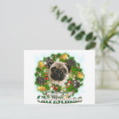 Cartes Pour Fêtes Annuelles Joyeux Carlin de Noël (Debout devant)