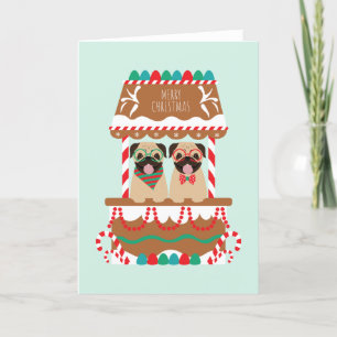 Cartes Pour Fêtes Annuelles Joyeux Carlin de Noël Vacances Stand Dogs