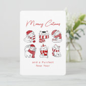 Cartes Pour Fêtes Annuelles Joyeux Catmas Chats Mignons Noël (Debout devant)