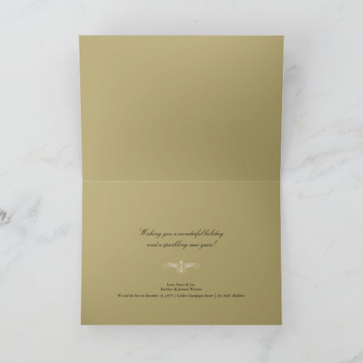 Cartes Pour Fêtes Annuelles Joyeux Champagne D'Or Marié 3 Mariage Photo (Intérieur)