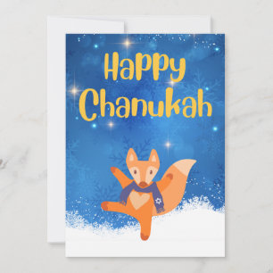 Cartes Pour Fêtes Annuelles Joyeux Chanukah avec renard dansant
