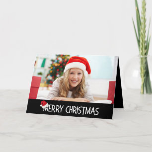 Cartes Pour Fêtes Annuelles Joyeux chapeau de Noël sur photo personnalisée noi
