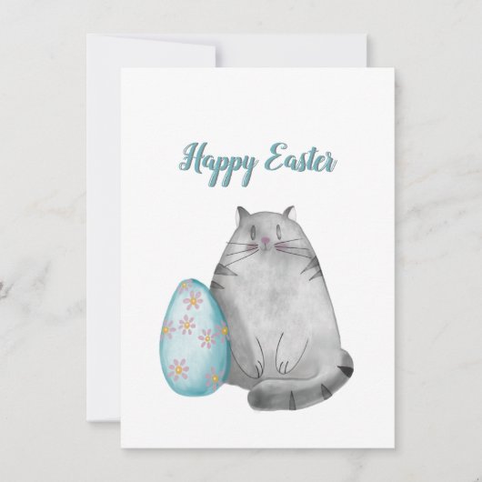 Cartes Pour Fêtes Annuelles Joyeux chat aquarelle de Pâques (Devant)