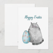 Cartes Pour Fêtes Annuelles Joyeux chat aquarelle de Pâques (Devant / Derrière)