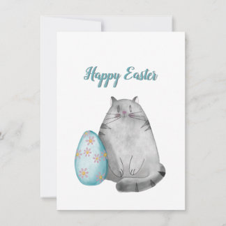 Cartes Pour Fêtes Annuelles Joyeux chat aquarelle de Pâques