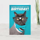 Cartes Pour Fêtes Annuelles Joyeux Chat d'Anniversaire en lunettes Nerdy (Devant)