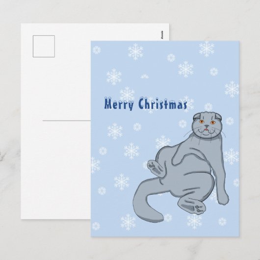 Cartes Pour Fêtes Annuelles Joyeux chat écossais de Noël (Devant / Derrière)