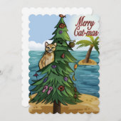 Cartes Pour Fêtes Annuelles Joyeux Chat-Noël (Devant / Derrière)