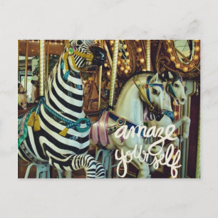 Cartes Pour Fêtes Annuelles Joyeux Cheval et Zebra Vous émerveiller