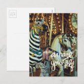 Cartes Pour Fêtes Annuelles Joyeux Cheval et Zebra Vous émerveiller Inspiratio (Devant / Derrière)