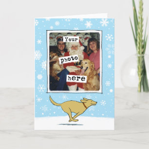 Cartes Pour Fêtes Annuelles Joyeux chien jaune Noël blanc Votre photo