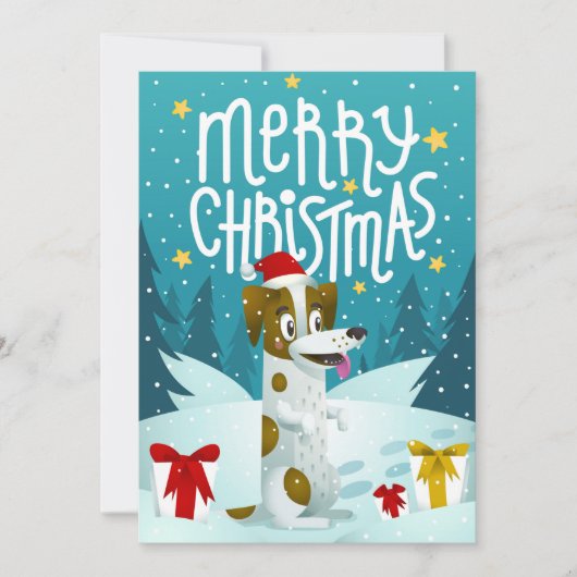 Cartes Pour Fêtes Annuelles Joyeux chien Noël drôle hiver (Devant)